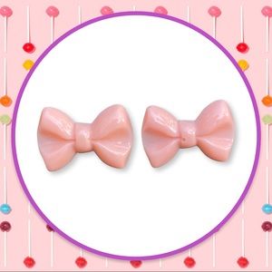 Peach Bow Stud Earrings